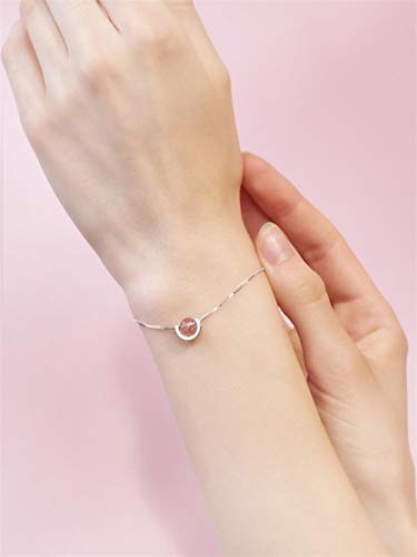 ZWMM Pulsera De Cristal Estrella Rosa Frijol Pasta S925 Pulsera De Plata Esterlina Dulce Linda Pulsera De La Joyería