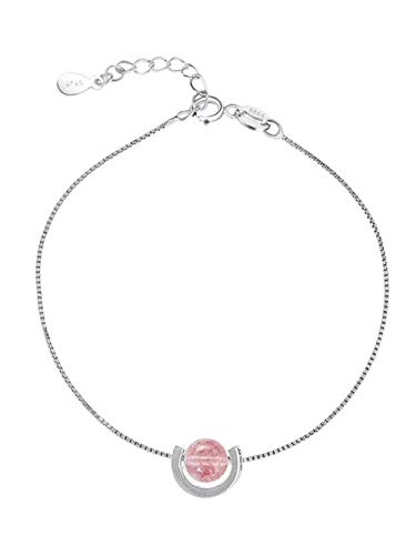 ZWMM Pulsera De Cristal Estrella Rosa Frijol Pasta S925 Pulsera De Plata Esterlina Dulce Linda Pulsera De La Joyería