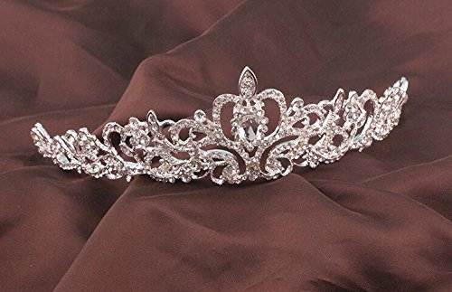 ZWOOS Diadema Corona Tiara Flor Cristal Diamante De Imitación Hairband para Fiesta Boda Novia