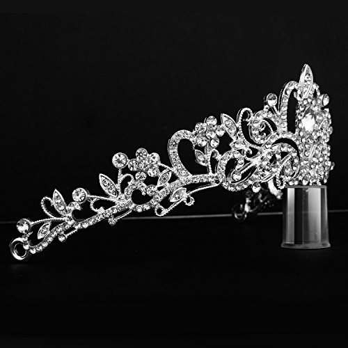 ZWOOS Diadema Corona Tiara Flor Cristal Diamante De Imitación Hairband para Fiesta Boda Novia