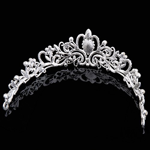 ZWOOS Diadema Corona Tiara Flor Cristal Diamante De Imitación Hairband para Fiesta Boda Novia