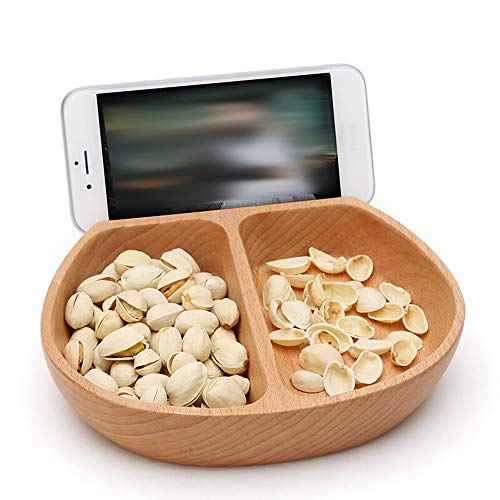 ZXCVBNAS Creativa Soporte para teléfono móvil de Madera Lazy Compartimiento Dried Fruit Tray Europea Moderna Sala de Estar Home Use Snacks melón Semillas Placa Nueces Fruta del melón