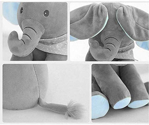 ZXYSHOP Elefante Peluche de Juguete Música Elefante del Juguete de Felpa para Niño Jugar al Escondite Elefante Juguetes Gran niños y Adultos Grey