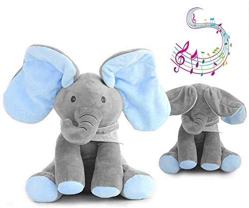 ZXYSHOP Elefante Peluche de Juguete Música Elefante del Juguete de Felpa para Niño Jugar al Escondite Elefante Juguetes Gran niños y Adultos Grey