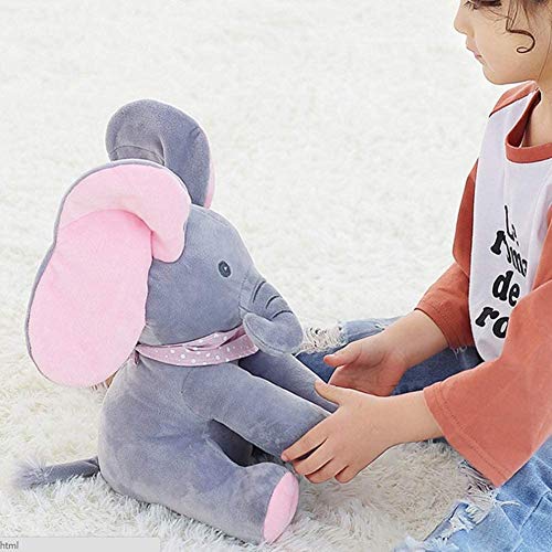 ZXYSHOP Elefante Peluche de Juguete Música Elefante del Juguete de Felpa para Niño Jugar al Escondite Elefante Juguetes Gran niños y Adultos Grey