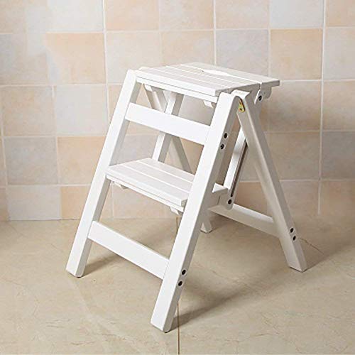 ZYC-WF Paso de Heces para Adultos 2 Paso Plegable Portátil de Escalera de Madera Del Asiento Versátil Inicio Cocina Baño Silla Mobiliario de Oficina / H4 / H4