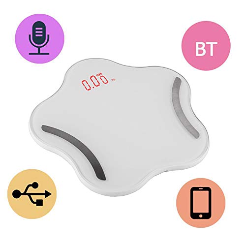 ZYFWBDZ Báscula de baño Digital, Inteligente Bluetooth Inicio Precisión BMI Peso Datos Escala 4 Sensores Vidrio Templado significativo,White