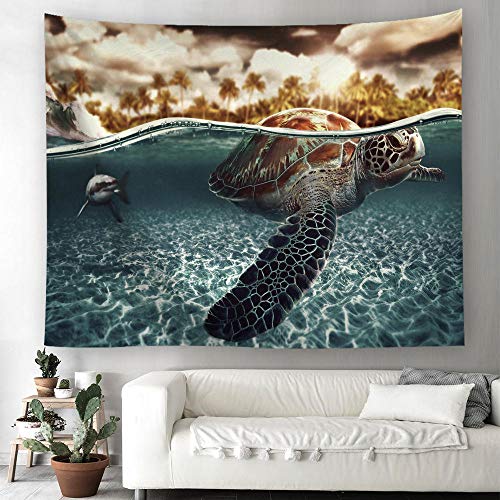 ZYLSZBD Tapiz De Tapices para La Sala De Estar DormitorioTela Decorativa con Estampado de Tortugas-Imagen 4_El 150X150cm