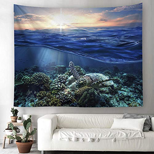 ZYLSZBD Tapiz De Tapices para La Sala De Estar DormitorioTela Decorativa con Estampado de Tortugas-Imagen 4_El 150X150cm