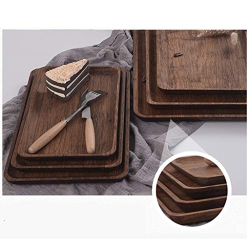 Zyrtp - Bandeja de Madera Rectangular Antideslizante multifunción, Bandeja de Madera Maciza, Juego de té, bandejas para restaurantes, hoteles, para Servir, 25 * 14 * 2cm