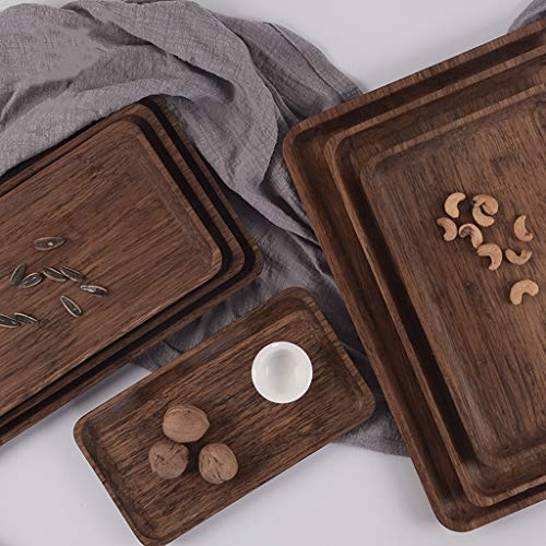 Zyrtp - Bandeja de Madera Rectangular Antideslizante multifunción, Bandeja de Madera Maciza, Juego de té, bandejas para restaurantes, hoteles, para Servir, 25 * 14 * 2cm