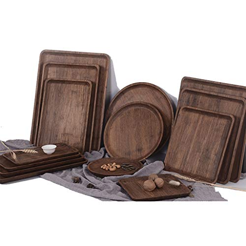 Zyrtp - Bandeja de Madera Rectangular Antideslizante multifunción, Bandeja de Madera Maciza, Juego de té, bandejas para restaurantes, hoteles, para Servir, 25 * 14 * 2cm