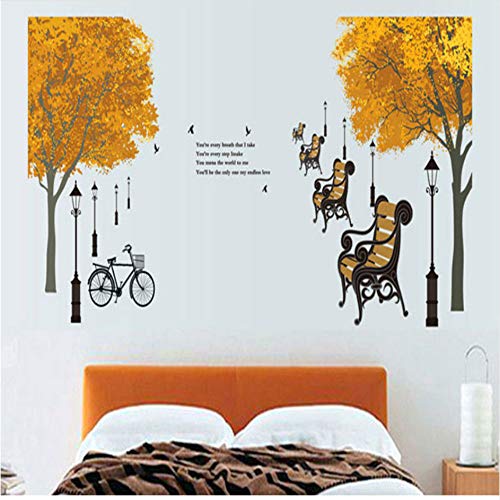 Zyunran PVC arce bosque bicicleta letras inglesas luces de la calle etiqueta de la pared del arte de la pared de fondo pegatinas de pared decoración para el hogar 130 * 60 cm