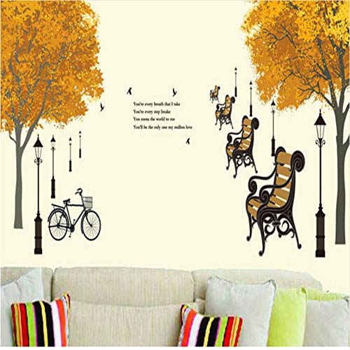 Zyunran PVC arce bosque bicicleta letras inglesas luces de la calle etiqueta de la pared del arte de la pared de fondo pegatinas de pared decoración para el hogar 130 * 60 cm