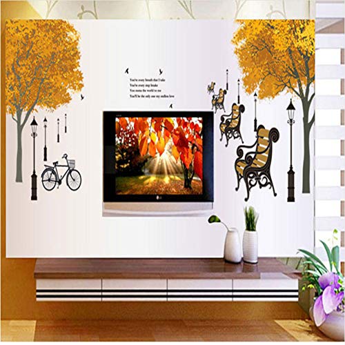 Zyunran PVC arce bosque bicicleta letras inglesas luces de la calle etiqueta de la pared del arte de la pared de fondo pegatinas de pared decoración para el hogar 130 * 60 cm