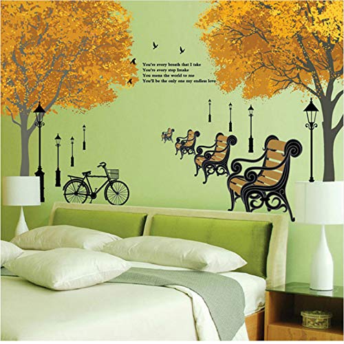 Zyunran PVC arce bosque bicicleta letras inglesas luces de la calle etiqueta de la pared del arte de la pared de fondo pegatinas de pared decoración para el hogar 130 * 60 cm