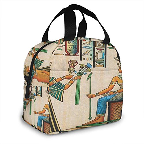 ZYWL ~ Funda de almohada decorativa egipcia antigua Bolsa de almuerzo con ilustraciones del Imperio histórico, lindas bolsas de almuerzo para mujeres, niños, niñas, hombres, adolescentes, niños, caja