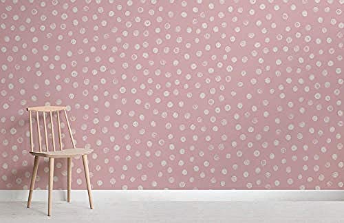 ZZXIAO Mural de papel tapiz de lunares de acuarela rosa Pintado a papel Papel tapiz 3D Decoración dormitorio Fotográfico Fotomural sala sofá pared mural-200cm×140cm