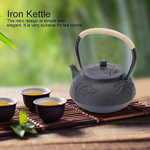 0.9L Tetsubin negro japonés Tetera de hierro fundido Tetera Juego de té Tetera Infusor Suministros para el hogar Casa de té