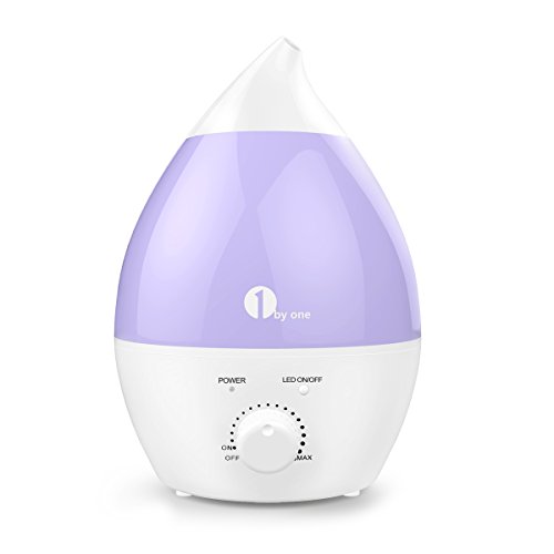 1 BY ONE 1.3 litros Humidificador ultrasónico, No Ruido con Luces LED de 7 Colores con la función Apagado automático para su hogar y Oficina