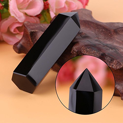 1 unid Obsidiana Negro Natural, Única Punta de Piedra de Cristal Healing Hexagonal Varita Columna Joyería DIY Artesanías Decoración Para El Hogar