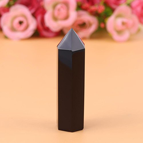 1 unid Obsidiana Negro Natural, Única Punta de Piedra de Cristal Healing Hexagonal Varita Columna Joyería DIY Artesanías Decoración Para El Hogar