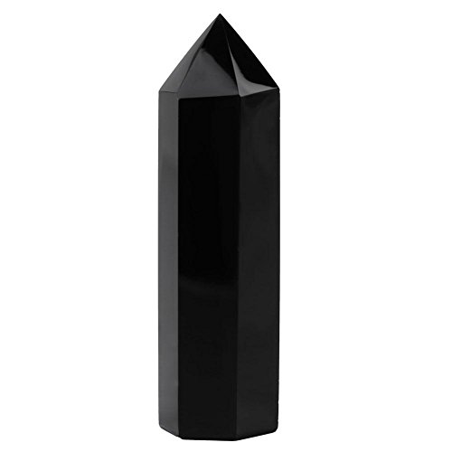 1 unid Obsidiana Negro Natural, Única Punta de Piedra de Cristal Healing Hexagonal Varita Columna Joyería DIY Artesanías Decoración Para El Hogar