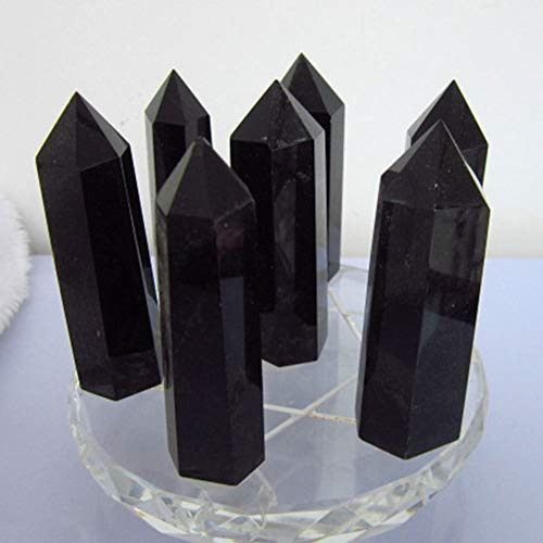 1 unid Obsidiana Negro Natural, Única Punta de Piedra de Cristal Healing Hexagonal Varita Columna Joyería DIY Artesanías Decoración Para El Hogar