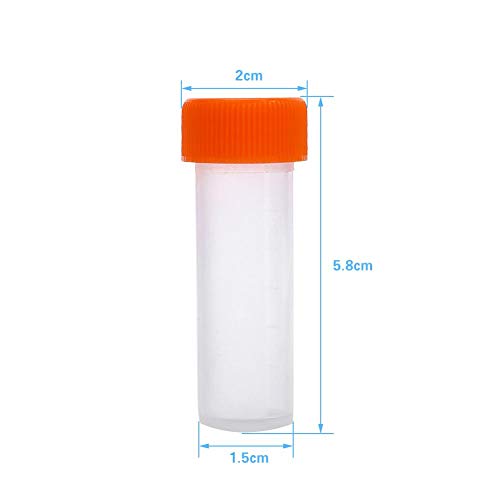 10 pcs 5 ml Tubo Plástico Graduado con Tapa, Recipiente Congelado de Rosca de Laboratorio