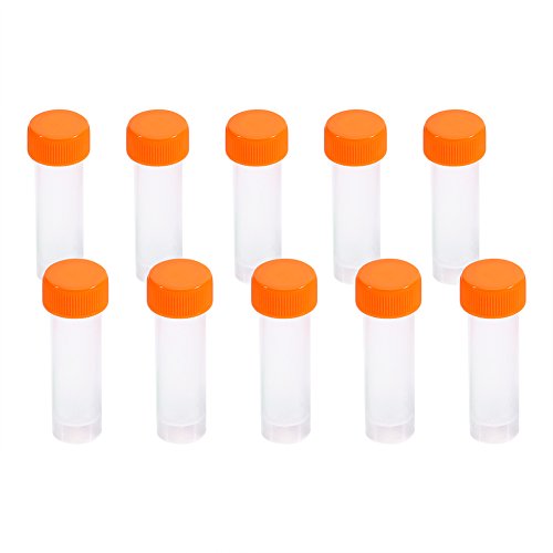 10 pcs 5 ml Tubo Plástico Graduado con Tapa, Recipiente Congelado de Rosca de Laboratorio