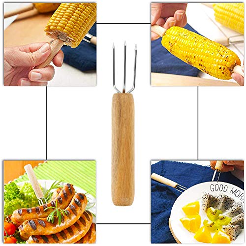 10 pcs Pinchos para Mazorca BBQ Brochetas de Acero Inoxidable para Maíz Soportes de Maíz con Mango de Plástico Brochetas de Frutas para Navidad Fiestas de Cumpleaños Jardín Cocina, Barbacoa, Picnics