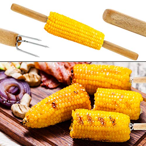 10 pcs Pinchos para Mazorca BBQ Brochetas de Acero Inoxidable para Maíz Soportes de Maíz con Mango de Plástico Brochetas de Frutas para Navidad Fiestas de Cumpleaños Jardín Cocina, Barbacoa, Picnics