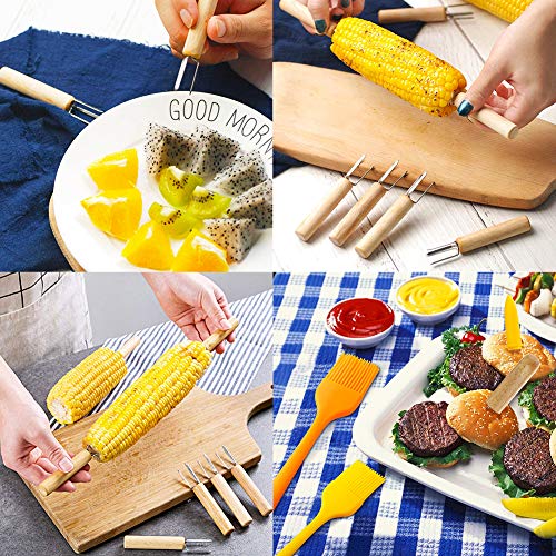 10 pcs Pinchos para Mazorca BBQ Brochetas de Acero Inoxidable para Maíz Soportes de Maíz con Mango de Plástico Brochetas de Frutas para Navidad Fiestas de Cumpleaños Jardín Cocina, Barbacoa, Picnics