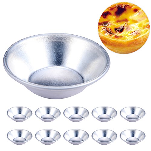 10 Piezas Pastel Estilo Pastel Pasteis de Nata Horno Hornear Redondo Natillas Lata Pastel Herramienta Pastel Molde (10pcs) - Como Imagen Show, 10pcs