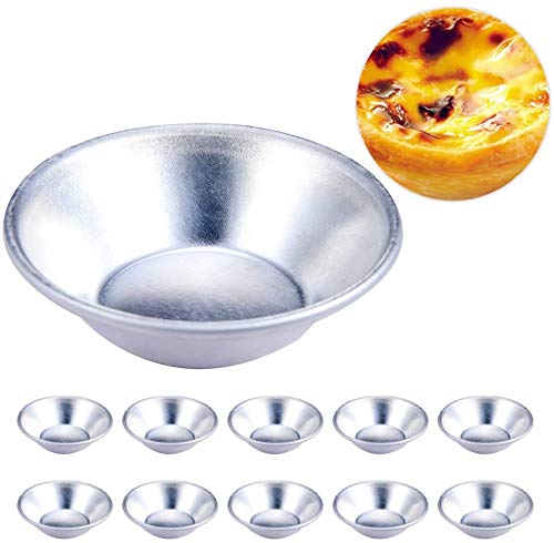 10 Piezas Pastel Estilo Pastel Pasteis de Nata Horno Hornear Redondo Natillas Lata Pastel Herramienta Pastel Molde (10pcs) - Como Imagen Show, 10pcs