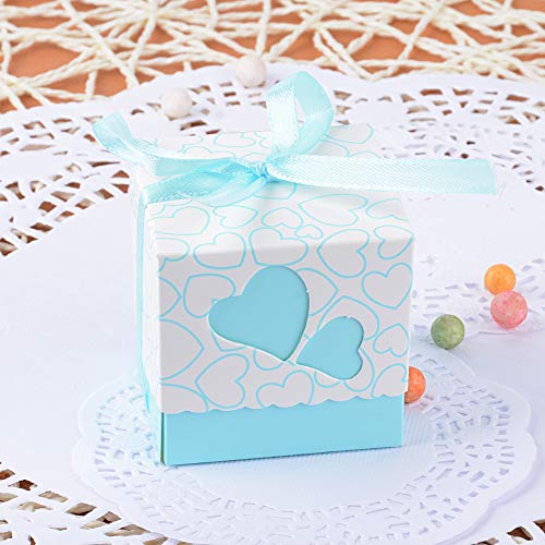 100 × Cajas de Caramelo Dulces Bombones para Boda Fiestas Cumpleaños Bautizo Detalles Recuerdos Decoración Favor para Invitados de Boda (Azul)