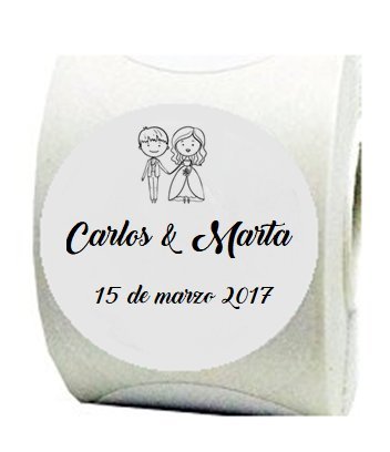 100 Etiquetas plásticas adhesivas Pareja Mr &Mrs 4 cm para boda personalizadas