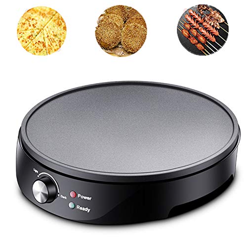 1000W Eléctrico Crepe Máquina De Crepes Máquina Con 12" De La Placa Caliente Antiadherente, Pizza Pan De La Cocina Tradicional Francesa Crepes Con Temperatura Ajustable