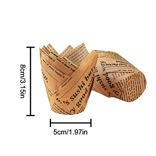 100PCS Cajas de magdalenas, tazas de papel de pastel de tulipán: a prueba de aceite para altas temperaturas,bandeja de papel de pan para hornear Copa para todo tipo de fiestas, banquetes, aniversarios