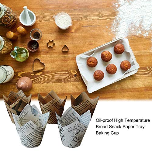 100PCS Cajas de magdalenas, tazas de papel de pastel de tulipán: a prueba de aceite para altas temperaturas,bandeja de papel de pan para hornear Copa para todo tipo de fiestas, banquetes, aniversarios