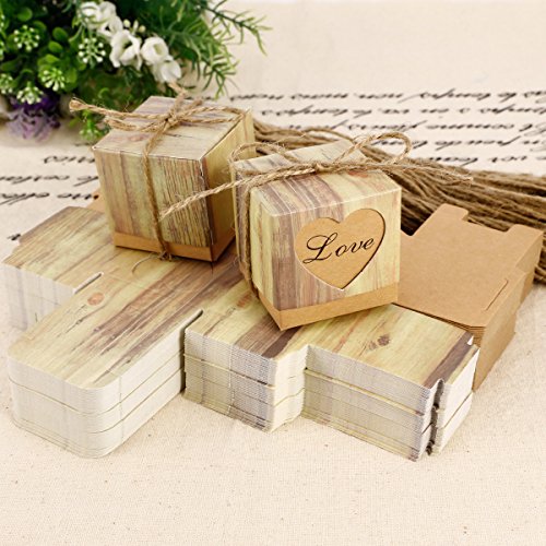 100Pcs Heart Love Rustic Sweet Laser Cut Candy Gift Boxes Wedding Party Favour