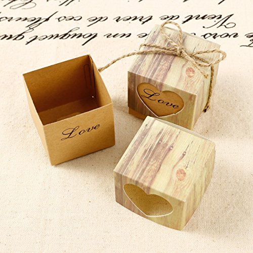 100Pcs Heart Love Rustic Sweet Laser Cut Candy Gift Boxes Wedding Party Favour