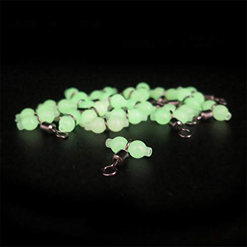 100Pcs Luminoso 3 Vías Crossline Pesca Giratoria, Conector De Anzuelo De Línea De Pesca, Triple Giratorio con Perlas Brillantes, Aparejos De Pesca De Mar Tamaño pequeño