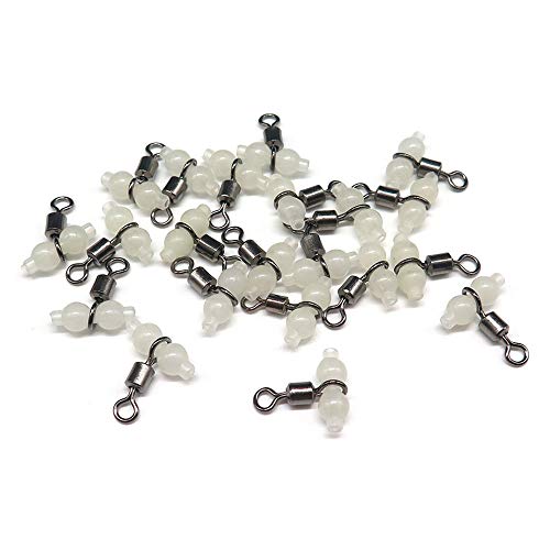 100Pcs Luminoso 3 Vías Crossline Pesca Giratoria, Conector De Anzuelo De Línea De Pesca, Triple Giratorio con Perlas Brillantes, Aparejos De Pesca De Mar Tamaño pequeño