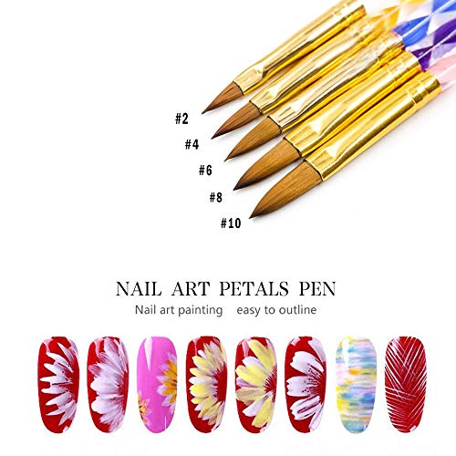 10Pcs Set de Cepillo de Esmalte Uñas, Mwoot Cepillo uñas pinceles para decoración de uñas, Nail Art acrílico pintura UV GEL dibujo diseño cepillo, Nail Art Brush Línea Pluma Herramientas de manicura