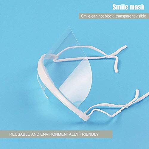 10PCS Sonrisa Transparente Protector bucal Visera Desechable Anti-vaho Bloque Spit Spread Protección elástica Facial para bocadillos Cafetería Catering Hotel Cocina Restaurante Ropa de Trabajo