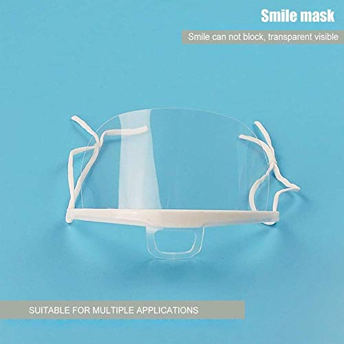 10PCS Sonrisa Transparente Protector bucal Visera Desechable Anti-vaho Bloque Spit Spread Protección elástica Facial para bocadillos Cafetería Catering Hotel Cocina Restaurante Ropa de Trabajo