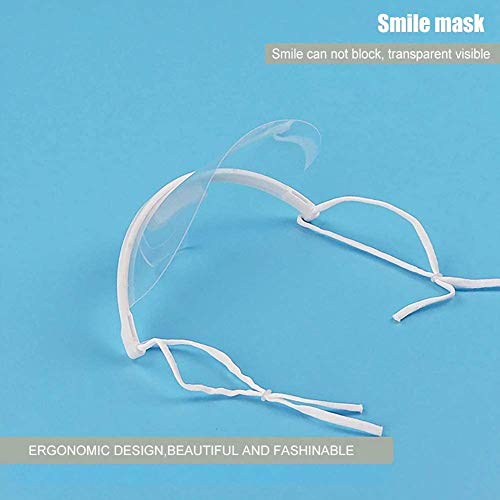 10PCS Sonrisa Transparente Protector bucal Visera Desechable Anti-vaho Bloque Spit Spread Protección elástica Facial para bocadillos Cafetería Catering Hotel Cocina Restaurante Ropa de Trabajo