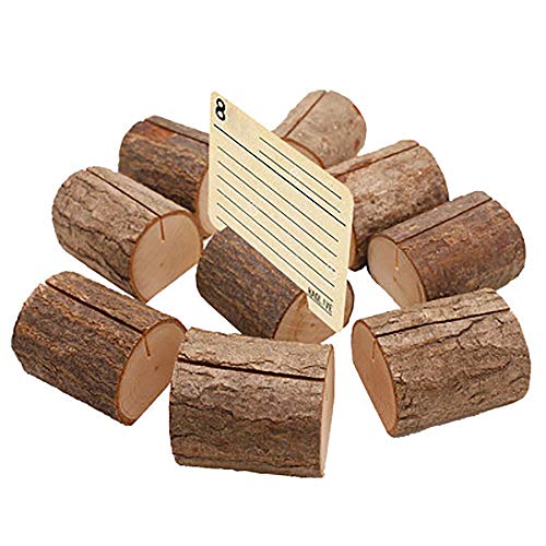 10PCS Tocón Madera Soportes Tarjetas, número de Mesa de Boda de Madera Lugar del Lugar Nombre Memo Titular de la Tarjeta Tarjeta de Mesa Creativa Decoración de Mesa de Hotel/Hogar