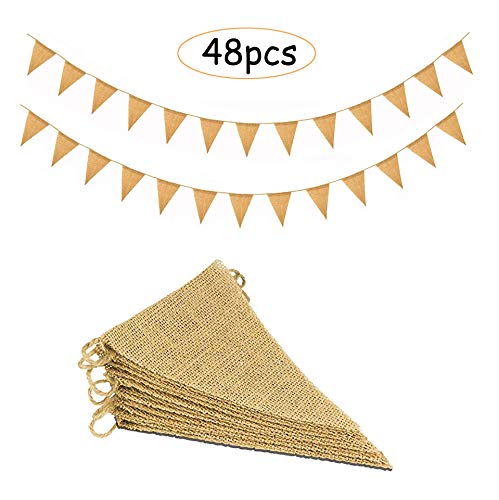 11M/48 Pcs Banderas Triangulares, ideal para Decoración de fiestas de Cumpleaños, Ceremonias, Cocinas o Dormitorios,Decoración Fiesta Cumpleaños Vintage Boda Bautizo Jardín Hogar Decoración